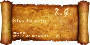 Klos Gergely névjegykártya